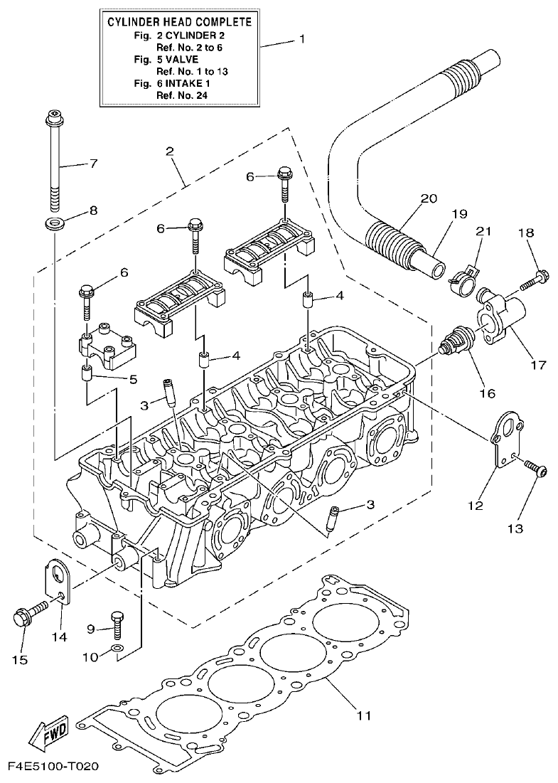 Yamaha VX18002019F4E7(F6G CYLINDER 2 parts diagram